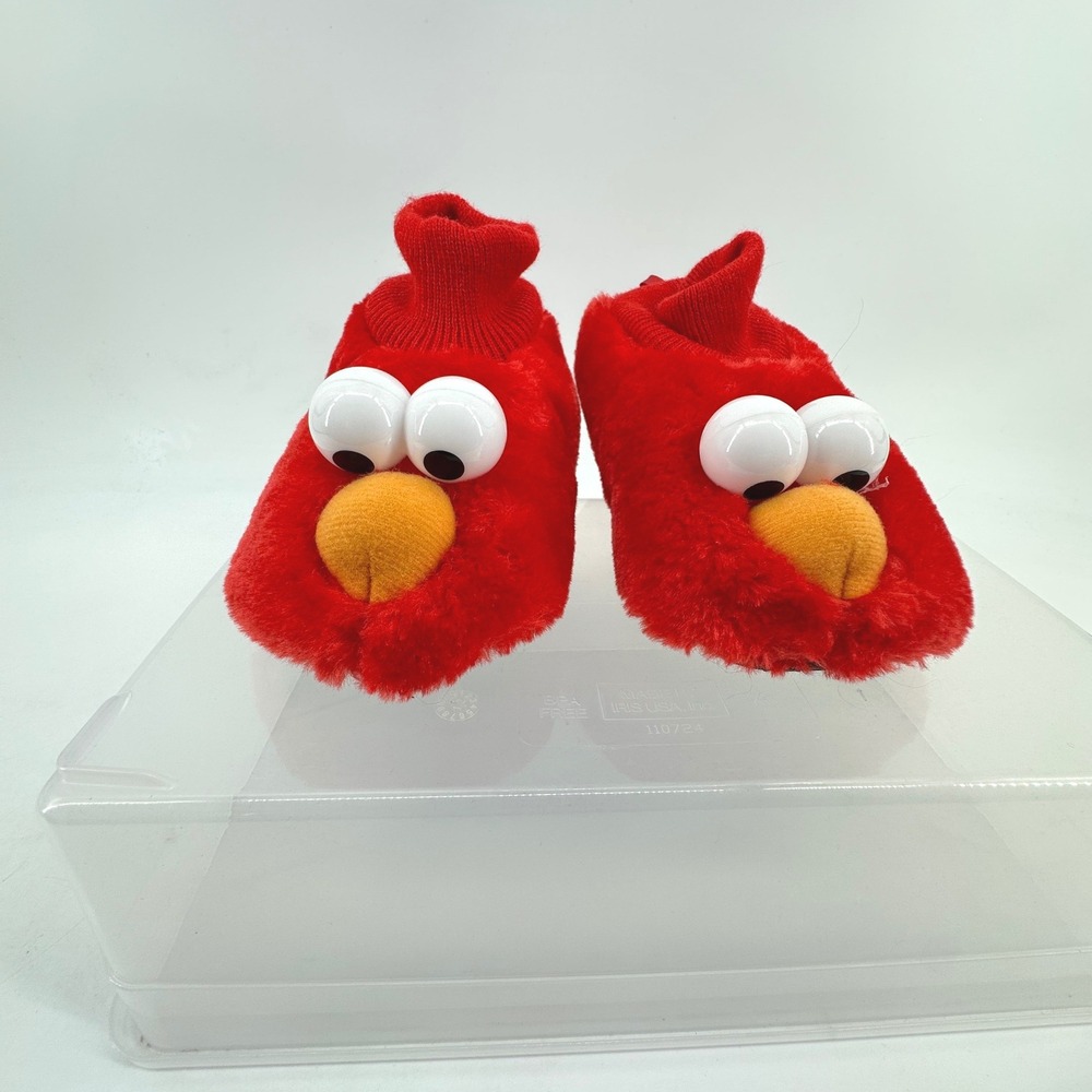 Sesame Street Elmo Plush Slippers Toddler XL 9-10 Red